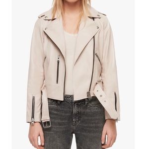 Allsaints Balfern Leather Jacket Powder Pink US 10